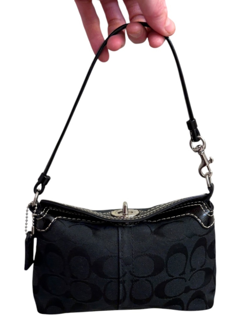 COA CT black signature vintage y2k mini turnlock pouch bag rare